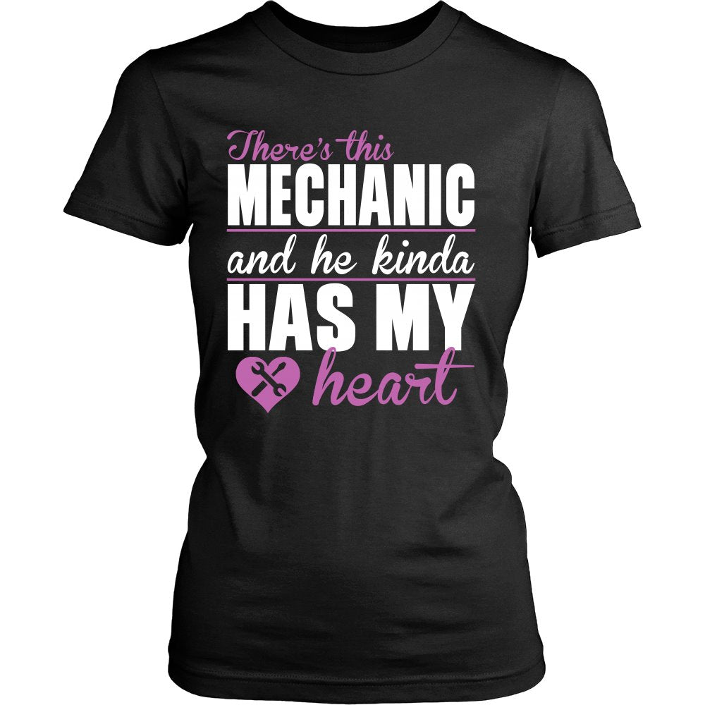 There's This Mechanic And He Kinda Has My Heart T-shirt teelaunch District Womens Shirt Black S