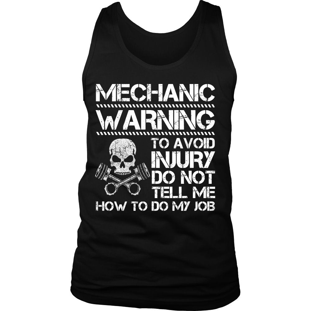 Mechanic Warning! T-shirt teelaunch District Mens Tank Black S