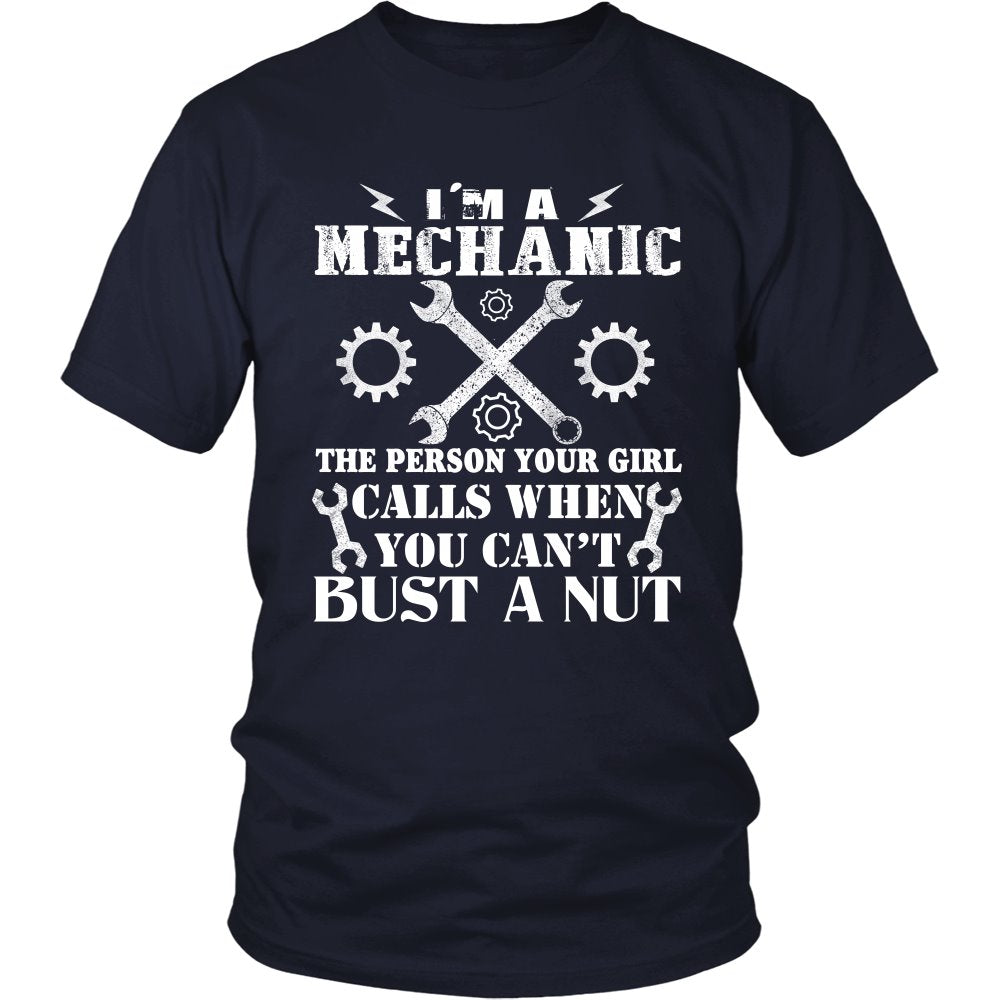 Mechanic Can Bust A Nut T-shirt teelaunch District Unisex Shirt Navy S