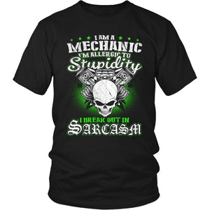 Mechanic - I'm Allergic To Stupidity T-shirt teelaunch District Unisex Shirt Black S