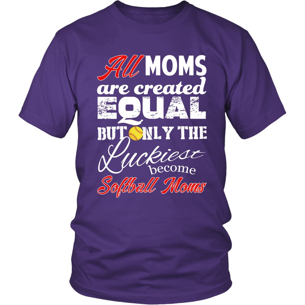 Only The Luckiest Become Softball Moms T-shirt teelaunch District Unisex Shirt Purple S