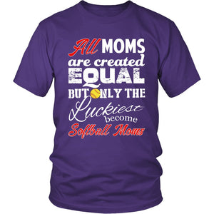 Only The Luckiest Become Softball Moms T-shirt teelaunch District Unisex Shirt Purple S