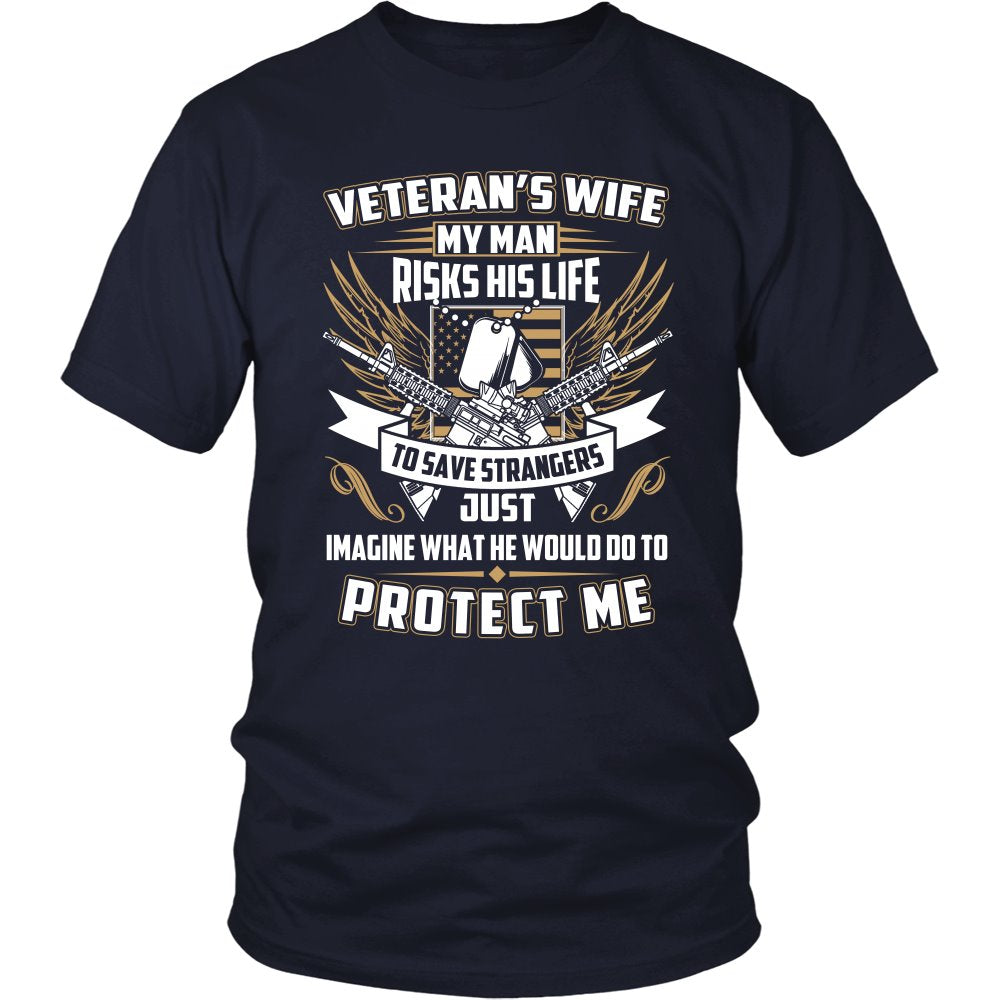 Proud Veteran's Wife T-shirt teelaunch District Unisex Shirt Navy S