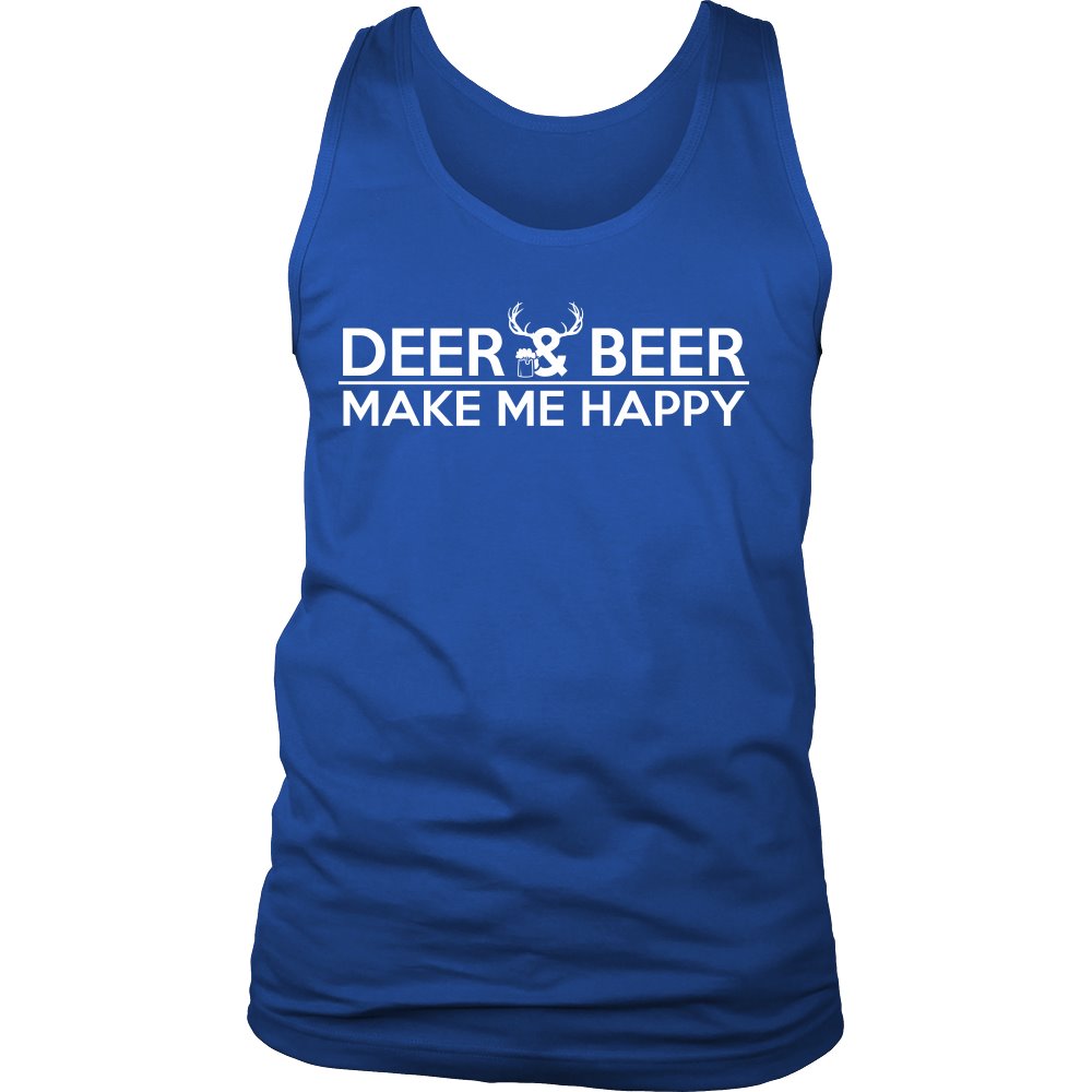 Deer And Beer Make Me Happy T-shirt teelaunch District Mens Tank Royal Blue S