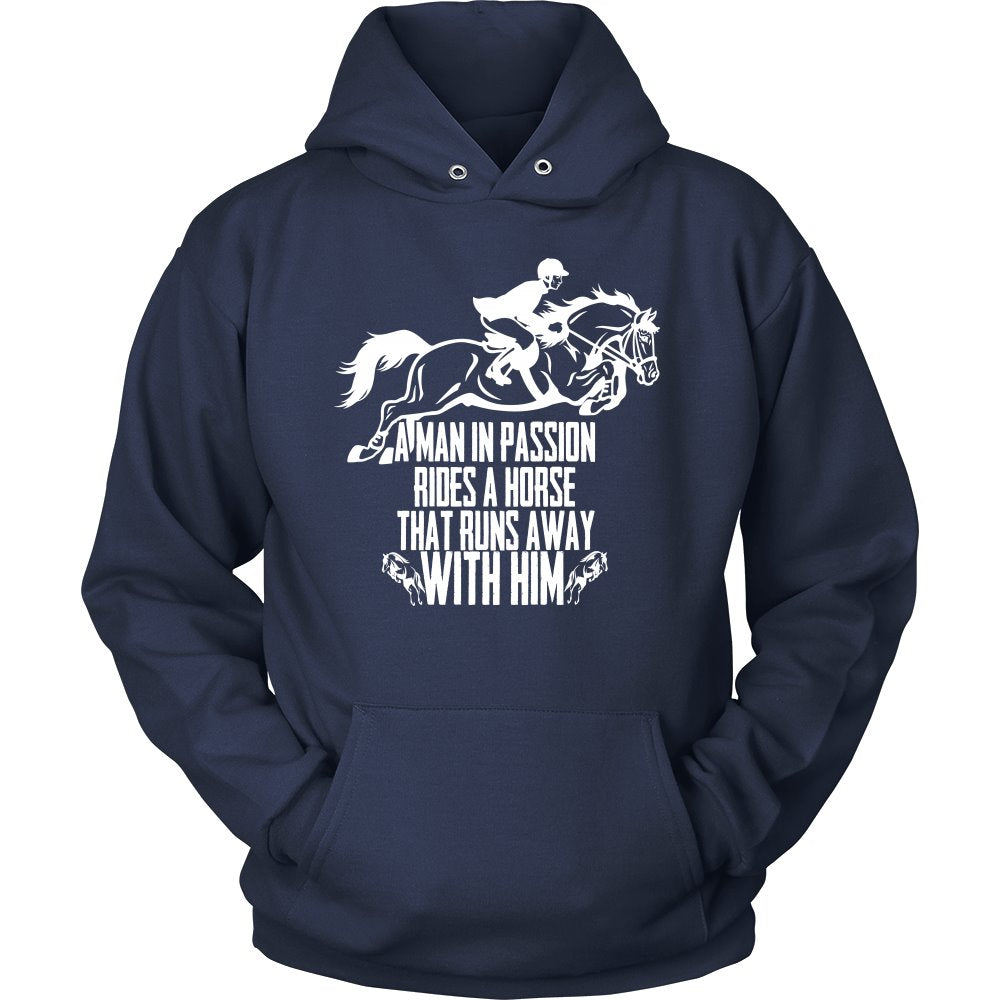 A Man In Passion Rides A Horse That Runs Away With Him! T-shirt teelaunch Unisex Hoodie Navy S