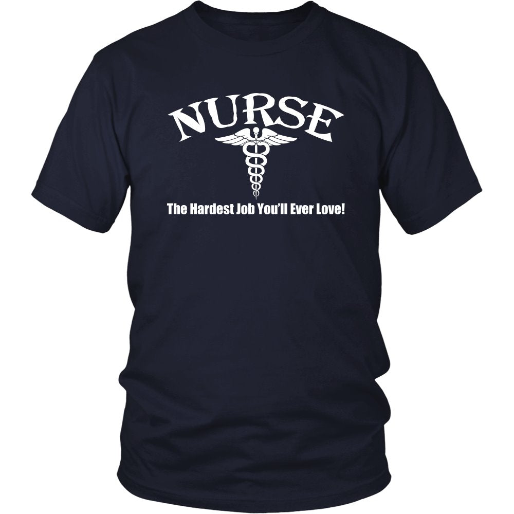 Nurse - The Hardest Job You'll Ever Love T-shirt teelaunch District Unisex Shirt Navy S