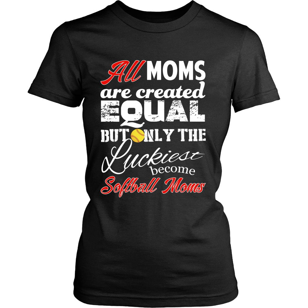 Only The Luckiest Become Softball Moms T-shirt teelaunch District Womens Shirt Black S