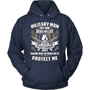 Proud Military Mom T-shirt teelaunch Unisex Hoodie Navy S
