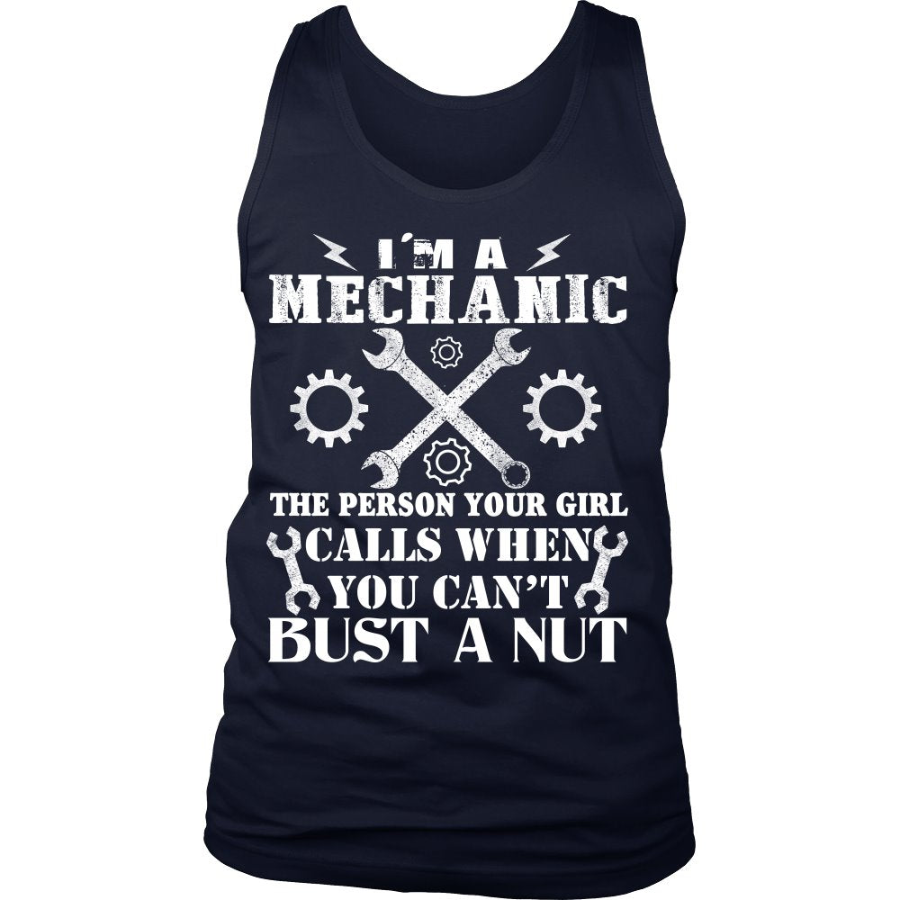 Mechanic Can Bust A Nut T-shirt teelaunch District Mens Tank Navy S