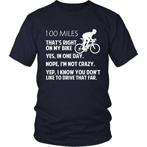 100 Miles - That's Right On My Bike T-shirt teelaunch District Unisex Shirt Navy S