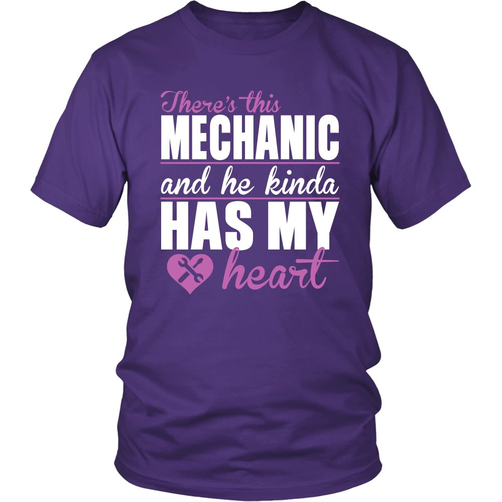 There's This Mechanic And He Kinda Has My Heart T-shirt teelaunch District Unisex Shirt Purple S