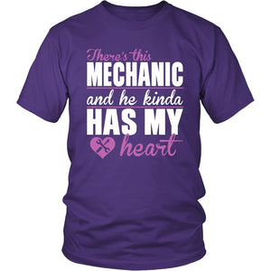 There's This Mechanic And He Kinda Has My Heart T-shirt teelaunch District Unisex Shirt Purple S