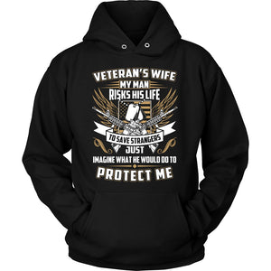 Proud Veteran's Wife T-shirt teelaunch Unisex Hoodie Black S