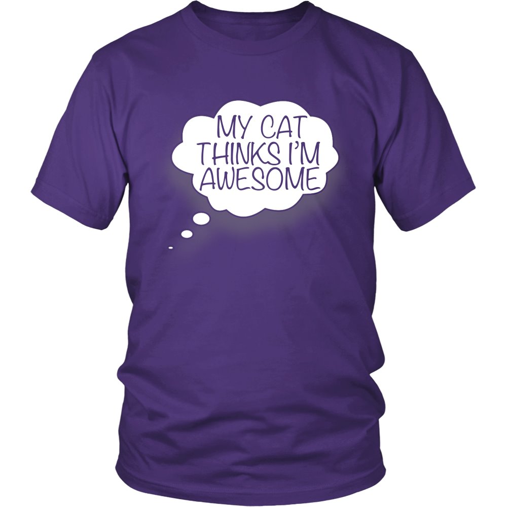 My Cat Thinks I’m Awesome T-shirt teelaunch District Unisex Shirt Purple S