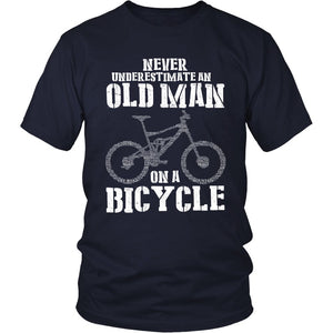 Never Underestimate An Old Man On A Bicycle T-shirt teelaunch District Unisex Shirt Navy S
