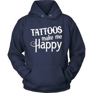 Tattoos Make Me Happy T-shirt teelaunch Unisex Hoodie Navy S