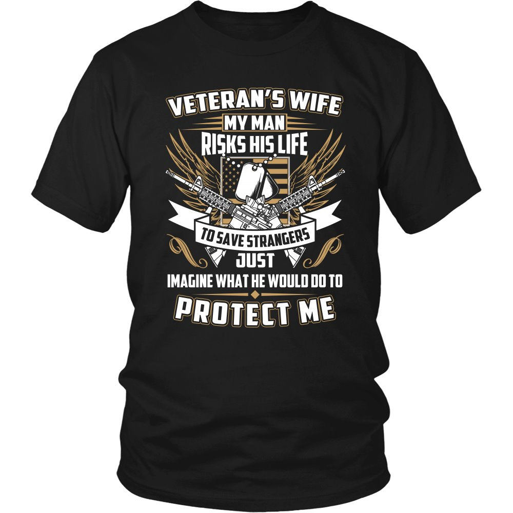 Proud Veteran's Wife T-shirt teelaunch District Unisex Shirt Black S
