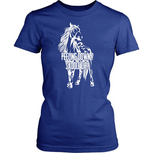 Feeling Down? Saddle Up! T-shirt teelaunch District Womens Shirt Royal Blue S