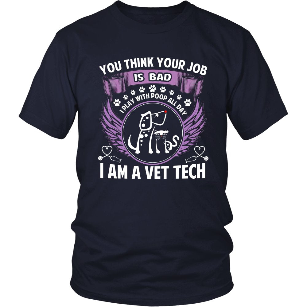 I Am A Vet Tech T-shirt teelaunch District Unisex Shirt Navy S