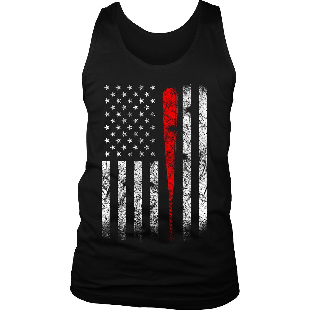 Baseball - American Flag T-shirt teelaunch District Mens Tank Black S