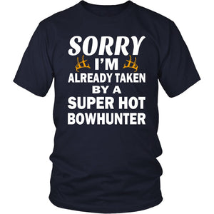Sorry I'm Already Taken By A Super Hot Bowhunter T-shirt teelaunch District Unisex Shirt Navy S