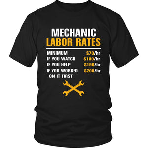 Mechanic Labor Rates T-shirt teelaunch District Unisex Shirt Black S