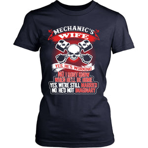 Proud Mechanic's Wife T-shirt teelaunch District Womens Shirt Navy S