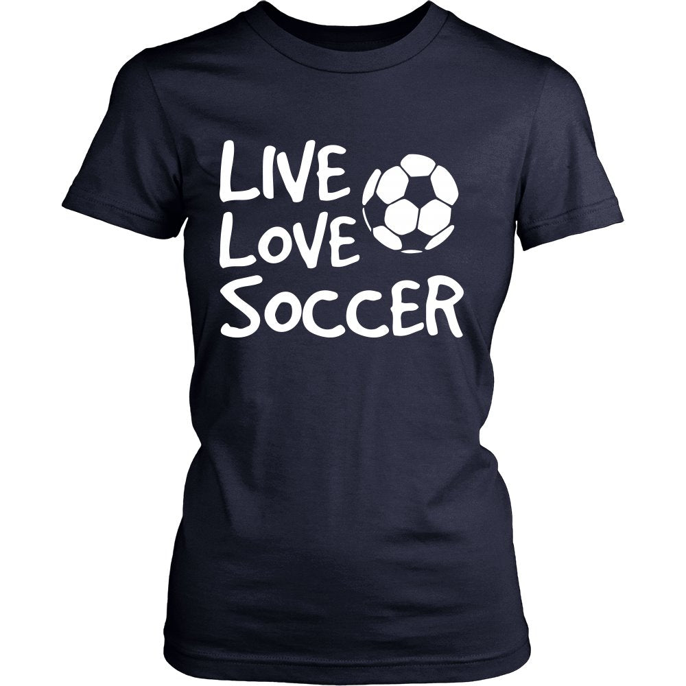 Live Love Soccer T-shirt teelaunch District Womens Shirt Navy S