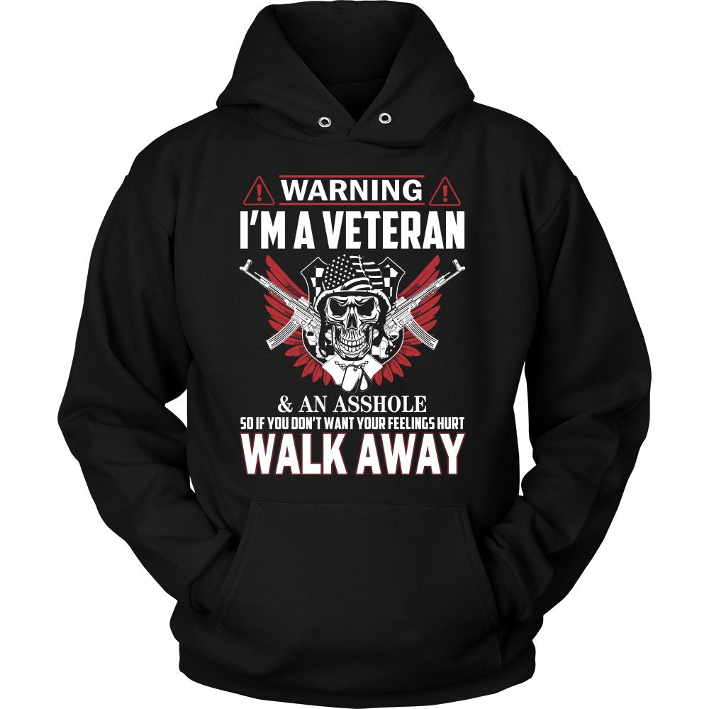 Warning - I Am A Veteran T-shirt teelaunch Unisex Hoodie Black S