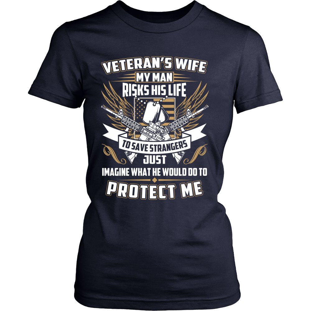 Proud Veteran's Wife T-shirt teelaunch District Womens Shirt Navy S