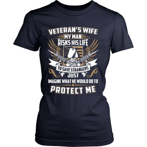 Proud Veteran's Wife T-shirt teelaunch District Womens Shirt Navy S