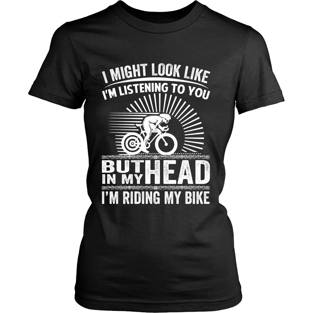 In My Head I'm Riding My Bike T-shirt teelaunch District Womens Shirt Black S