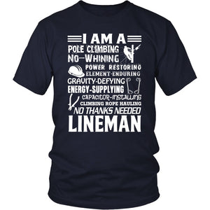 I Am A Lineman T-shirt teelaunch District Unisex Shirt Navy S