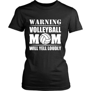 Warning - Volleyball Mom Will Yell Loudly T-shirt teelaunch District Womens Shirt Black S