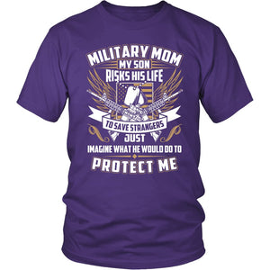 Proud Military Mom T-shirt teelaunch District Unisex Shirt Purple S