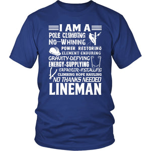 I Am A Lineman T-shirt teelaunch District Unisex Shirt Royal Blue S