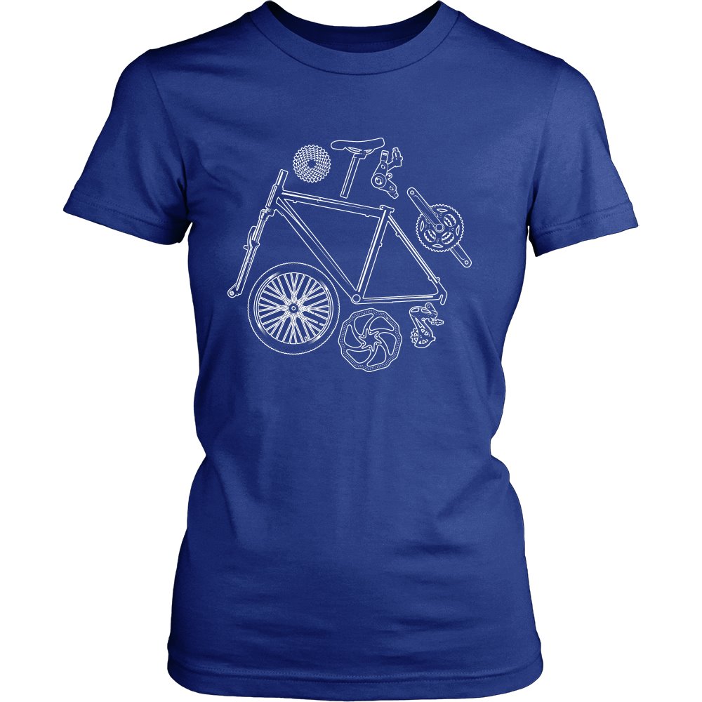 Bike Parts T-shirt teelaunch District Womens Shirt Royal Blue S