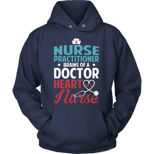 Nurse Practitioner - Brains Of A Doctor Heart Of A Nurse T-shirt teelaunch Unisex Hoodie Navy S