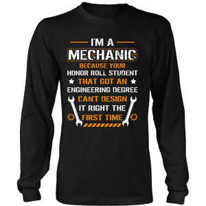 I Am A Mechanic T-shirt teelaunch District Long Sleeve Shirt Black S