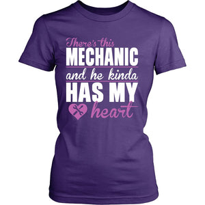 There's This Mechanic And He Kinda Has My Heart T-shirt teelaunch District Womens Shirt Purple S