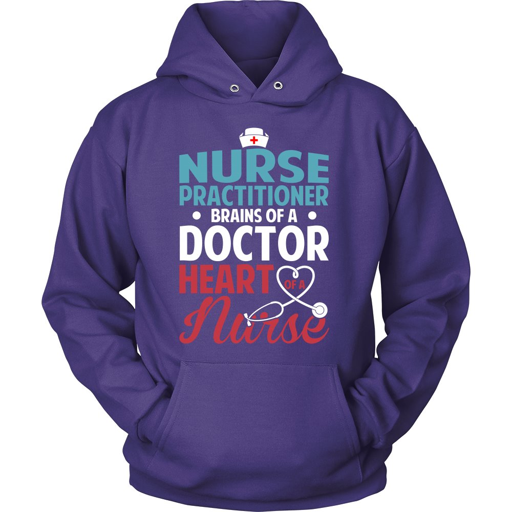 Nurse Practitioner - Brains Of A Doctor Heart Of A Nurse T-shirt teelaunch Unisex Hoodie Purple S