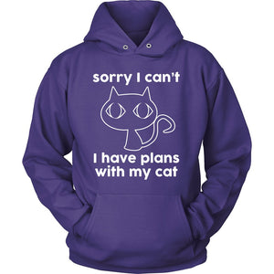 Sorry I Can’t, I Have Plans With My Cat! T-shirt teelaunch Unisex Hoodie Purple S