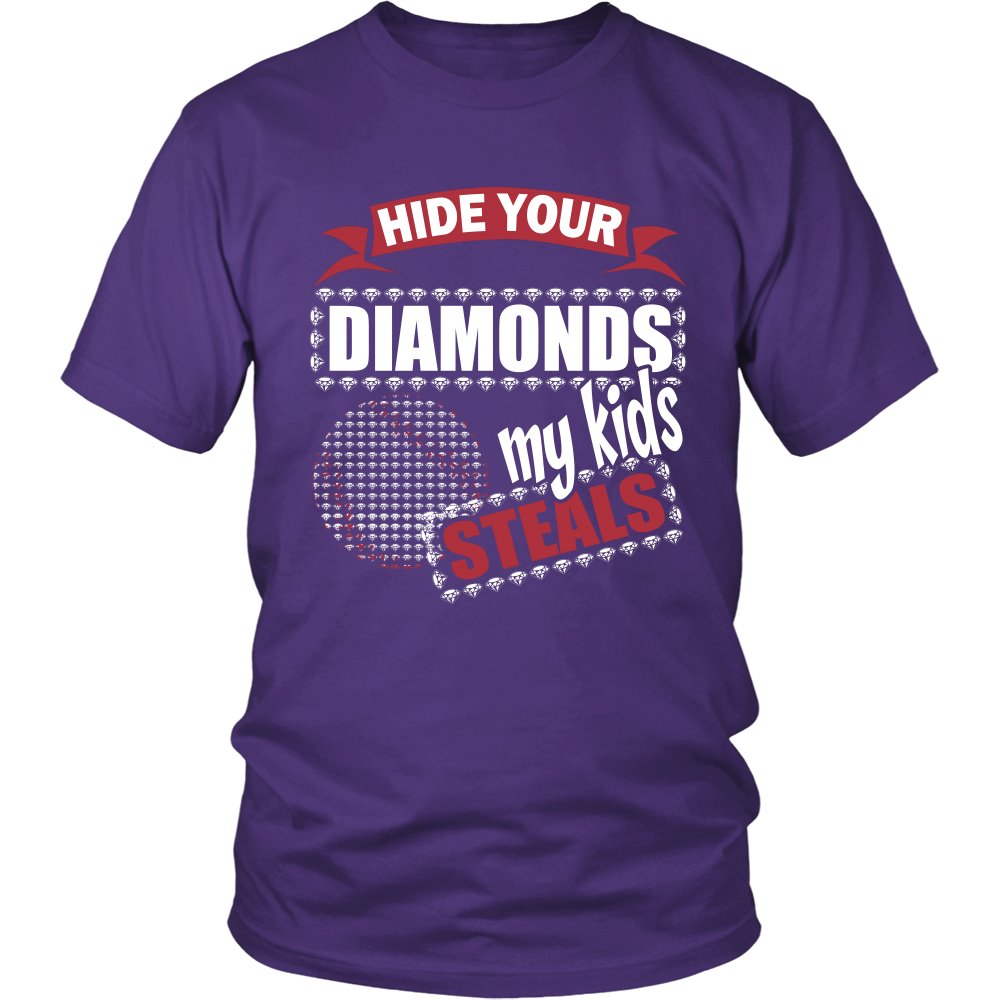 Hide Your Diamonds My Kids Steals T-shirt teelaunch District Unisex Shirt Purple S