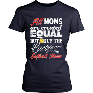 Only The Luckiest Become Softball Moms T-shirt teelaunch District Womens Shirt Navy S
