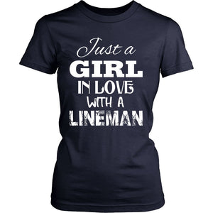 Just a girl in love with a Lineman T-shirt teelaunch District Womens Shirt Navy S