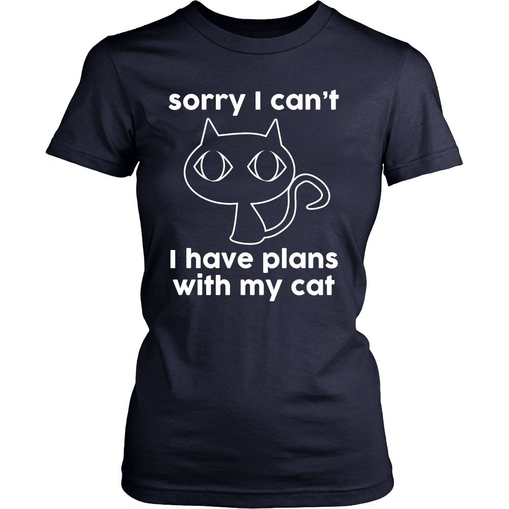 Sorry I Can’t, I Have Plans With My Cat! T-shirt teelaunch District Womens Shirt Navy S