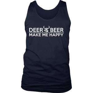 Deer And Beer Make Me Happy T-shirt teelaunch District Mens Tank Navy S
