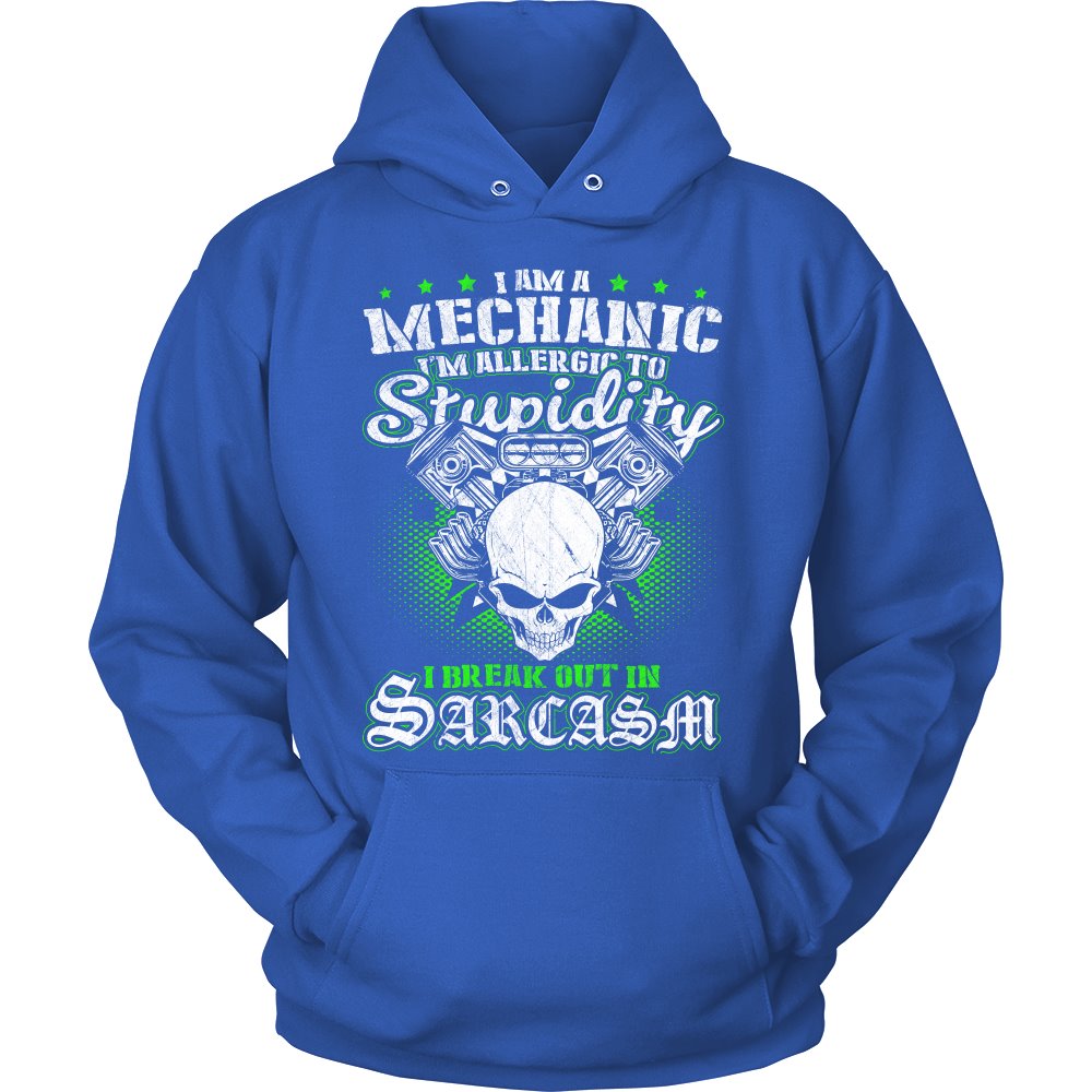 Mechanic - I'm Allergic To Stupidity T-shirt teelaunch Unisex Hoodie Royal Blue S