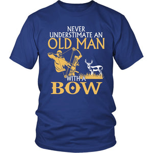 Never Underestimate An Old Man With A Bow T-shirt teelaunch District Unisex Shirt Royal Blue S