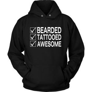Bearded Tattooed Awesome T-shirt teelaunch Unisex Hoodie Black S